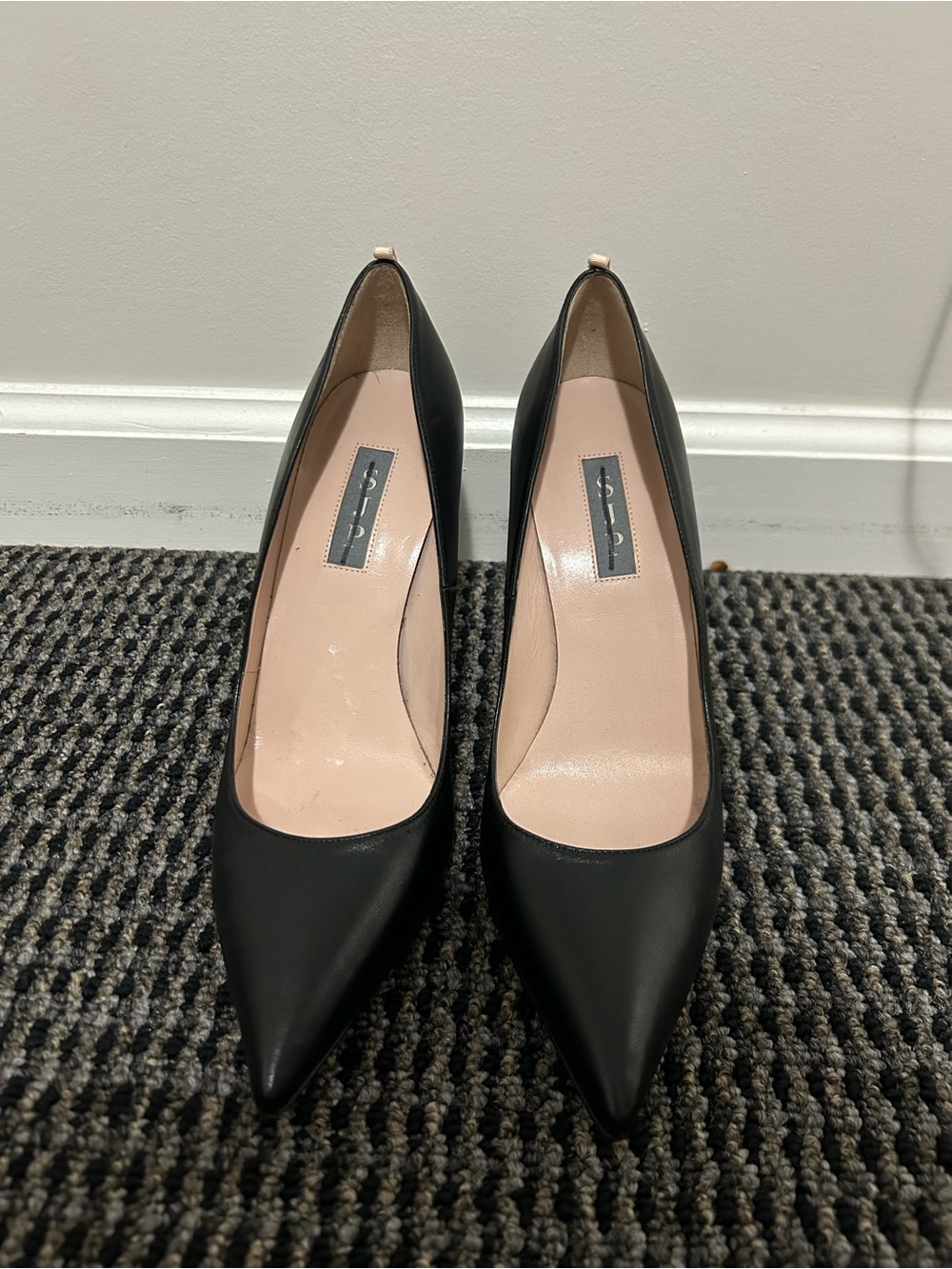 SJP by Sarah Jessica Parker Black Pointed-Toe Leather Pumps